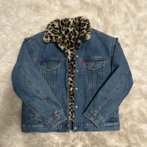 levi cheetah lined denim jacket